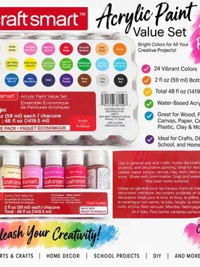 Craft Smart Acrylic Paint Value Set - Assorted Colors (24-Pack)